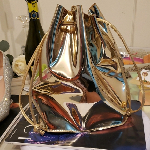 Bath & Body Works Handbags - Bath & Body Works Gold Metallic Shoulder Bag